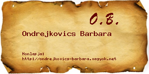 Ondrejkovics Barbara névjegykártya